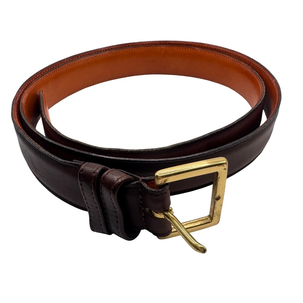 Coach 7500 Mens‎ Leather Belt Mocha Brown Solid Brass Buckle USA Made 44 110cm